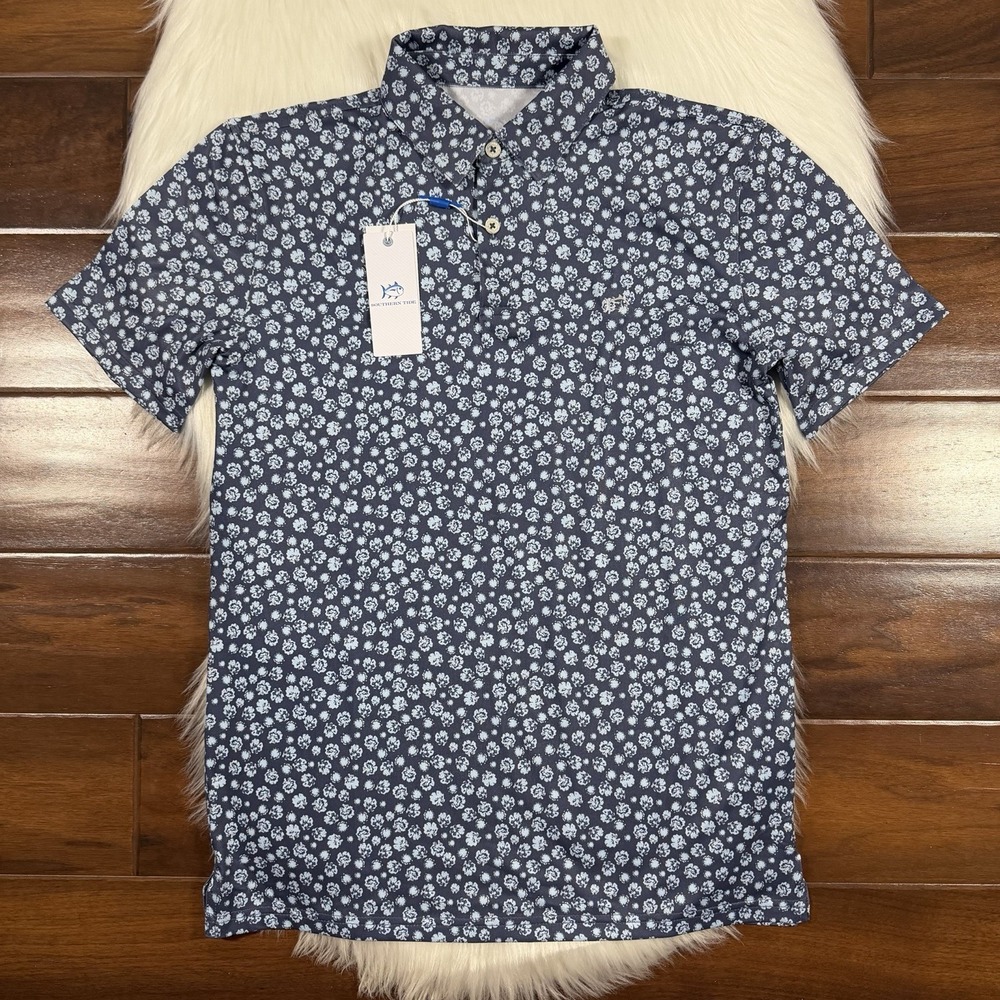 Southern Tide Boys Youth Size XL / 16 Light Indigo Patterned Polo Shirt